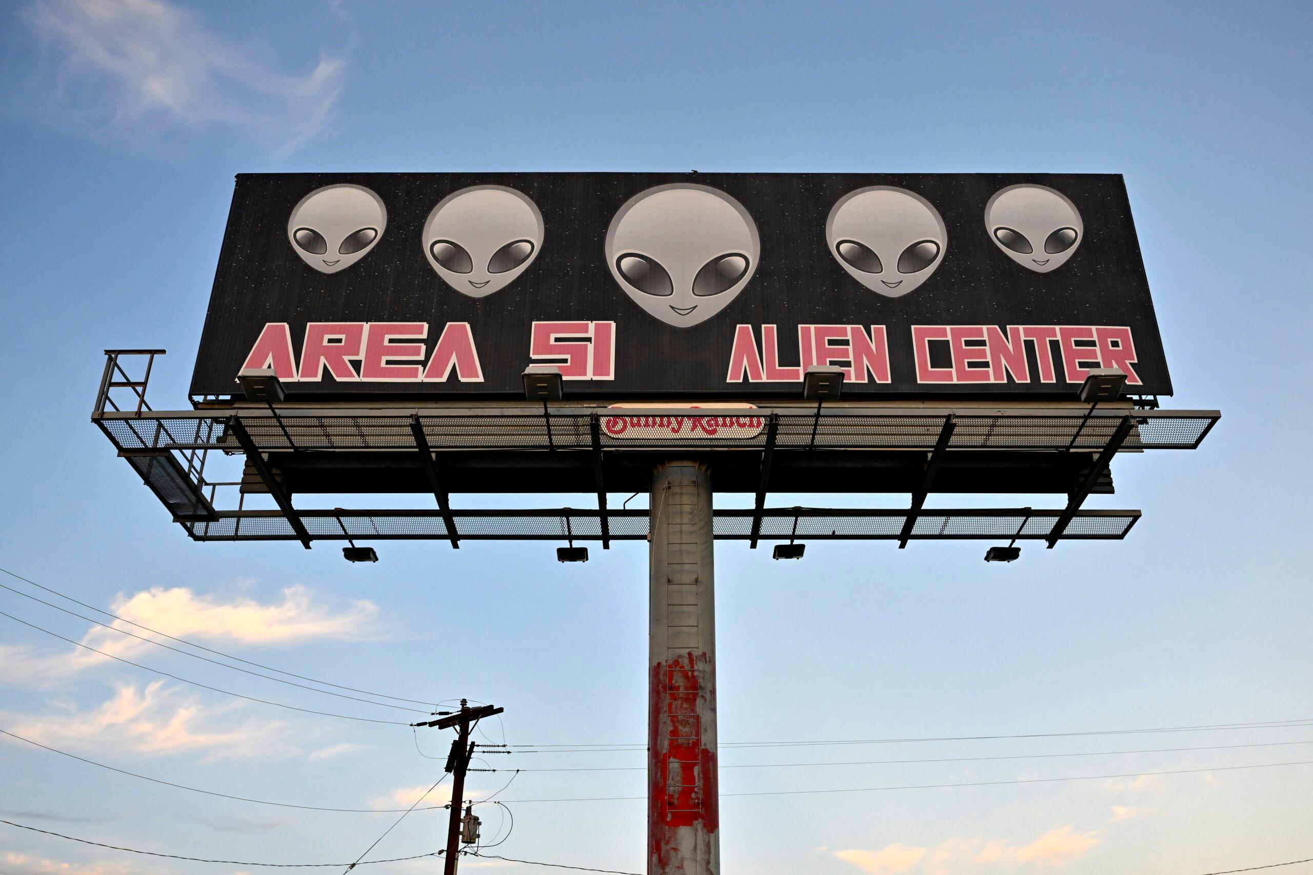 A billboard for Area 51 Alien Center