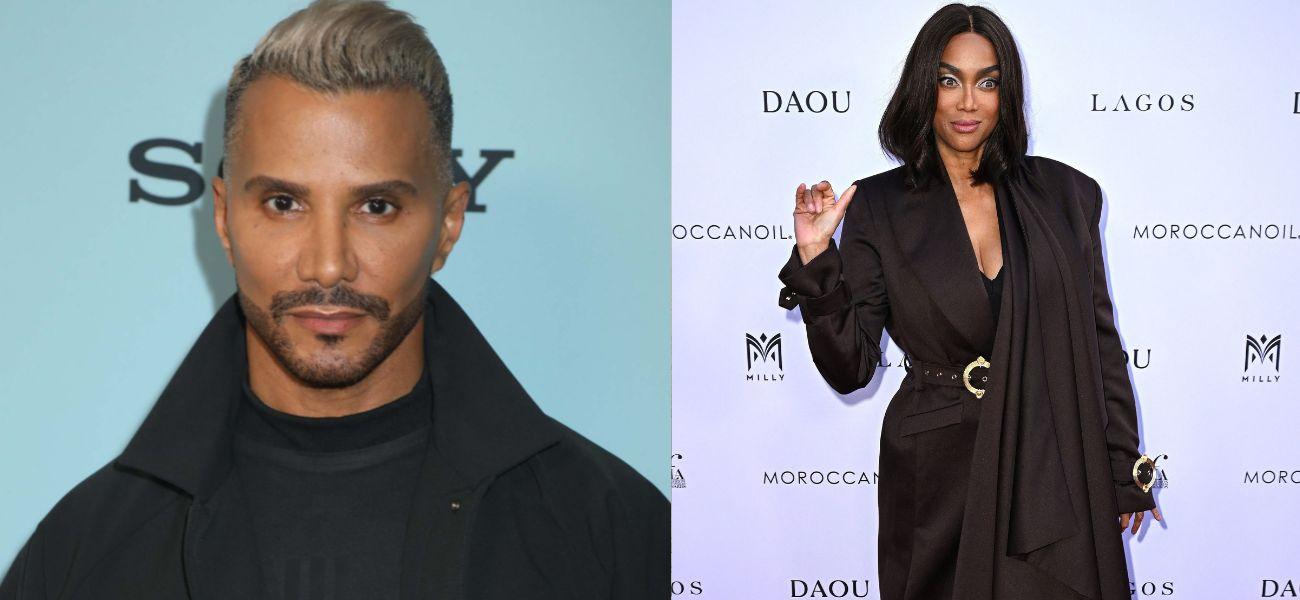 Photo collage of Jay Manuel and Tyra Banks.