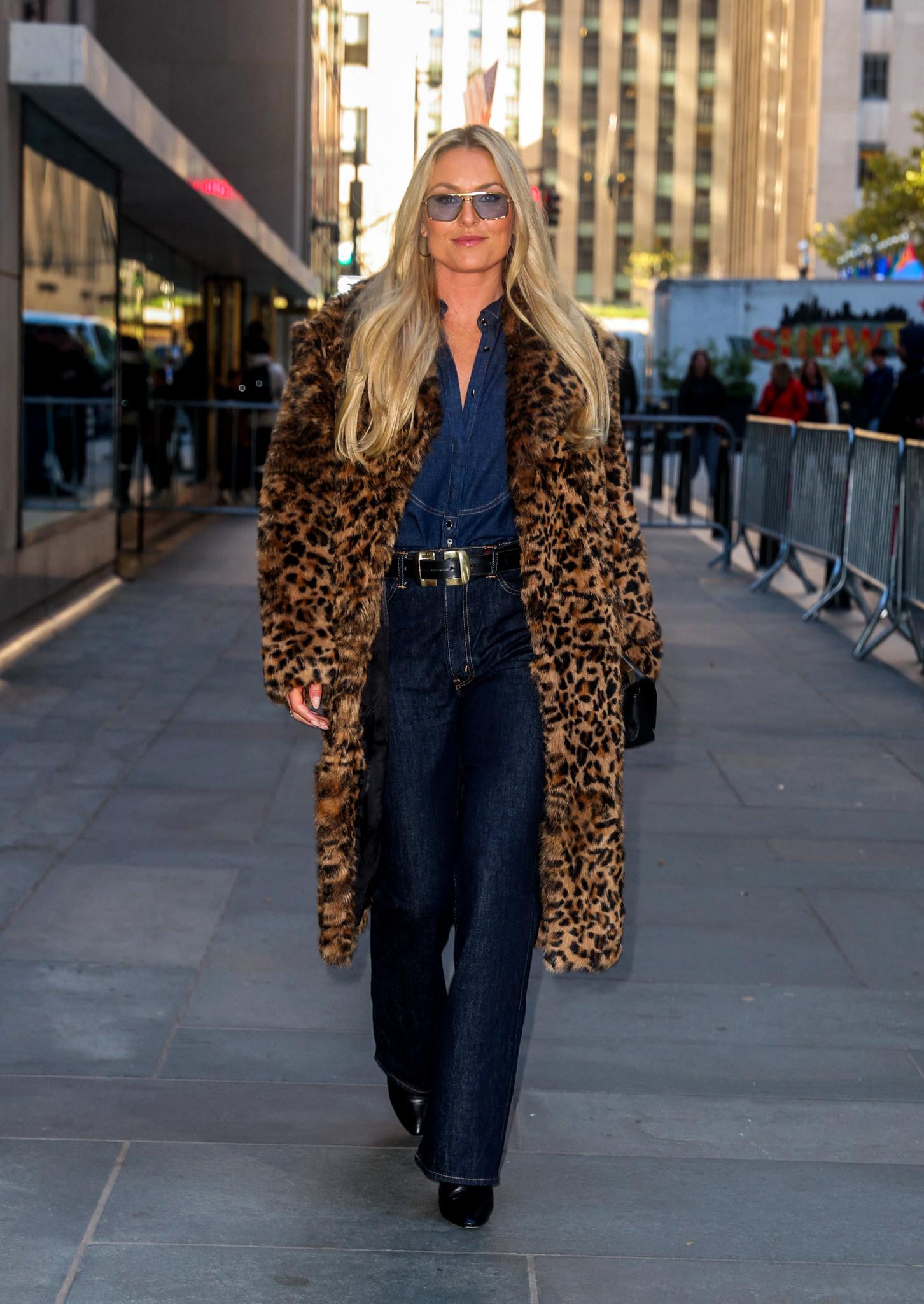 Lindsey Vonn is all smiles while leaving the Today Show this morning in New York City