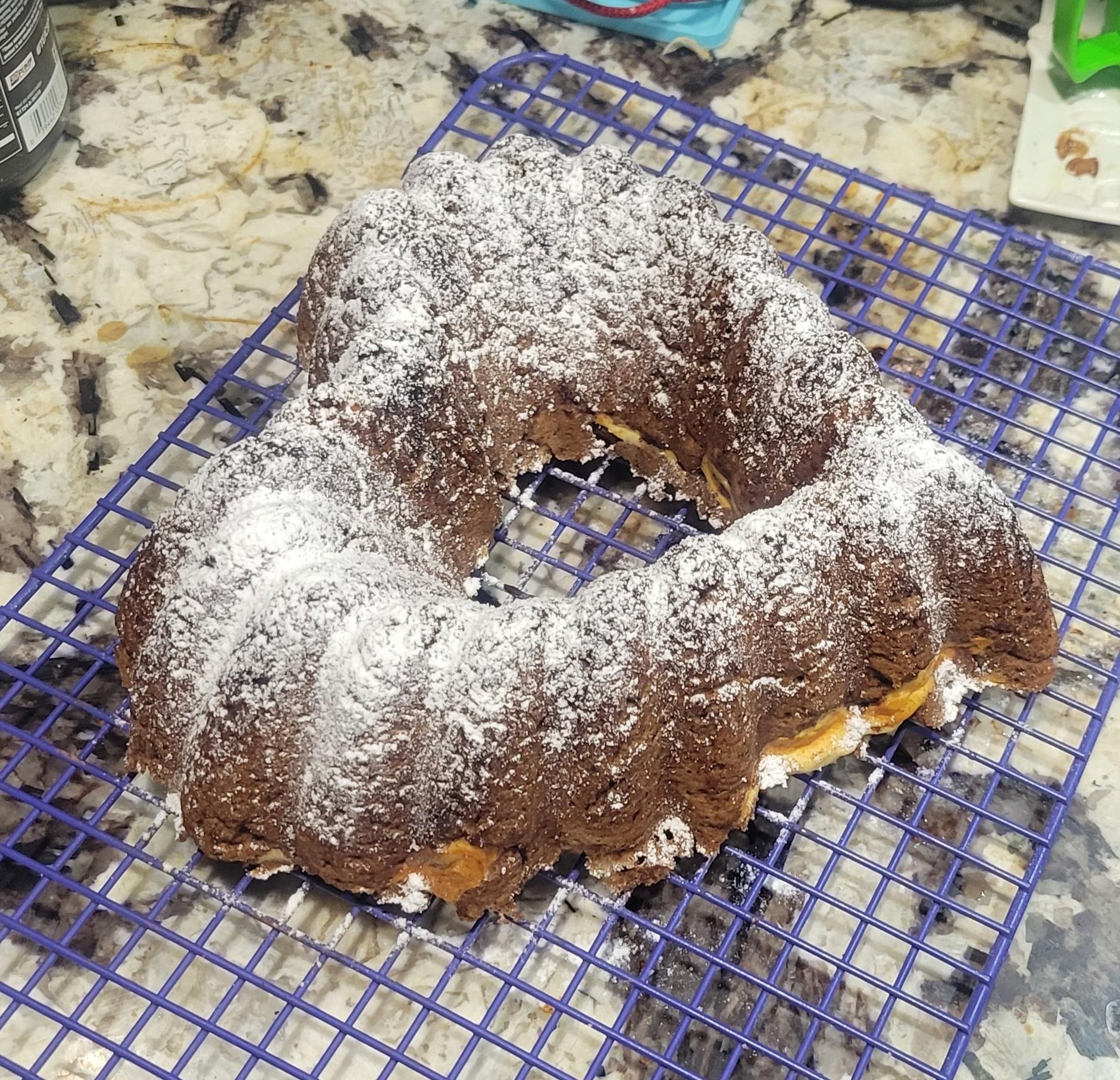 Chocolate cake with cream cheese filling