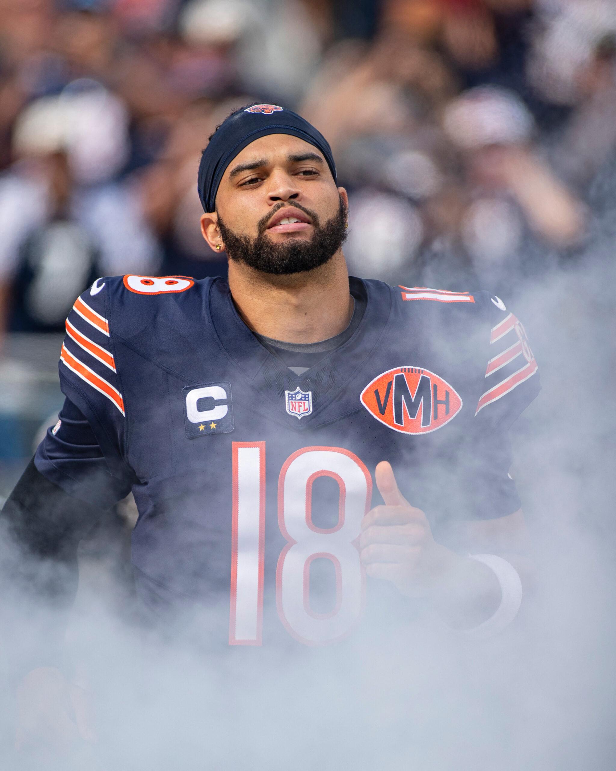 Caleb Williams on the NFL field. 