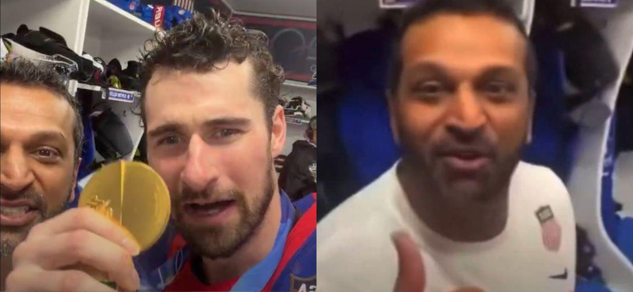 Dylan Larkin, Kash Patel celebrate U.S. win at the 2026 Winter Olympics