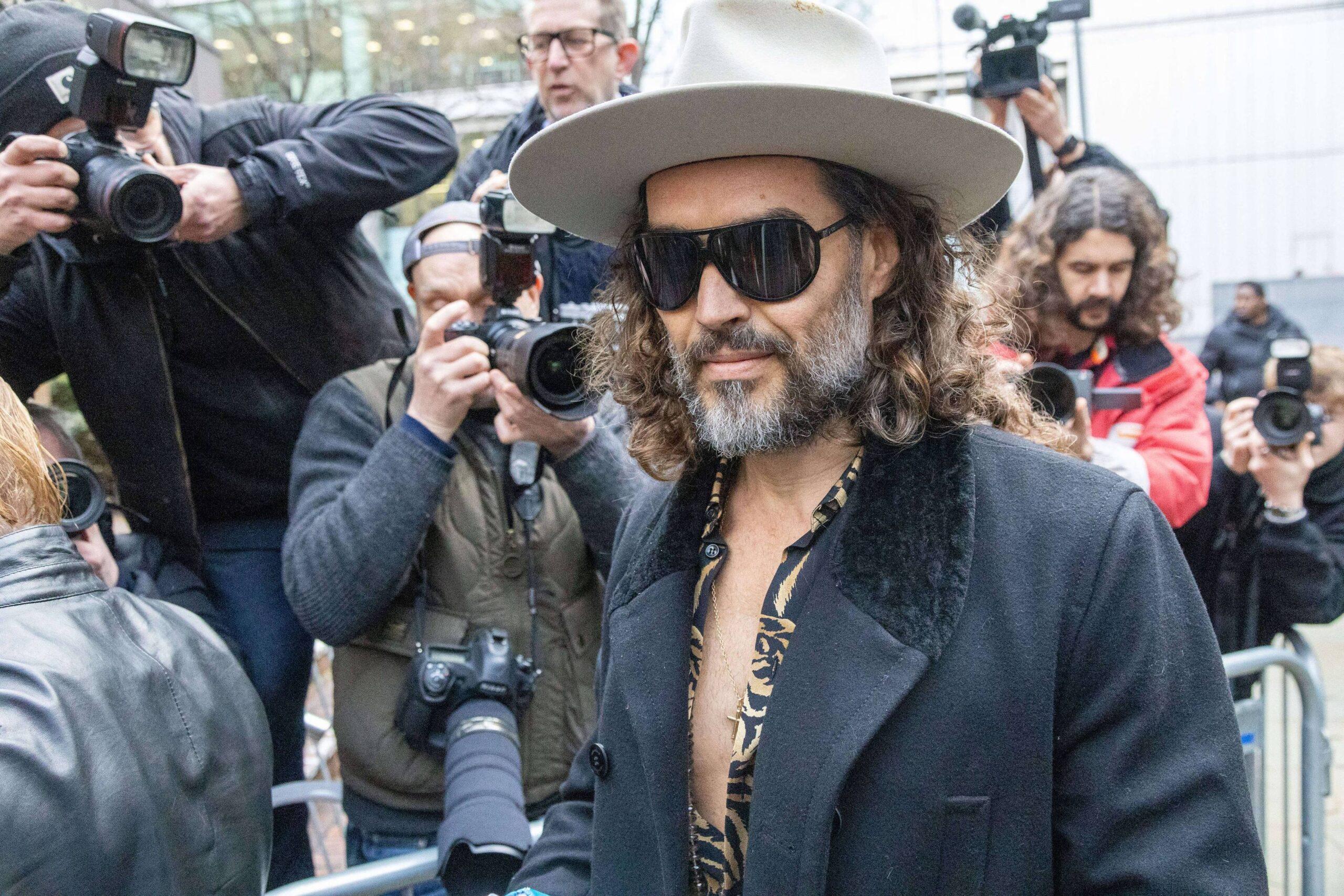 Russell Brand arrives at Southwark Crown Court