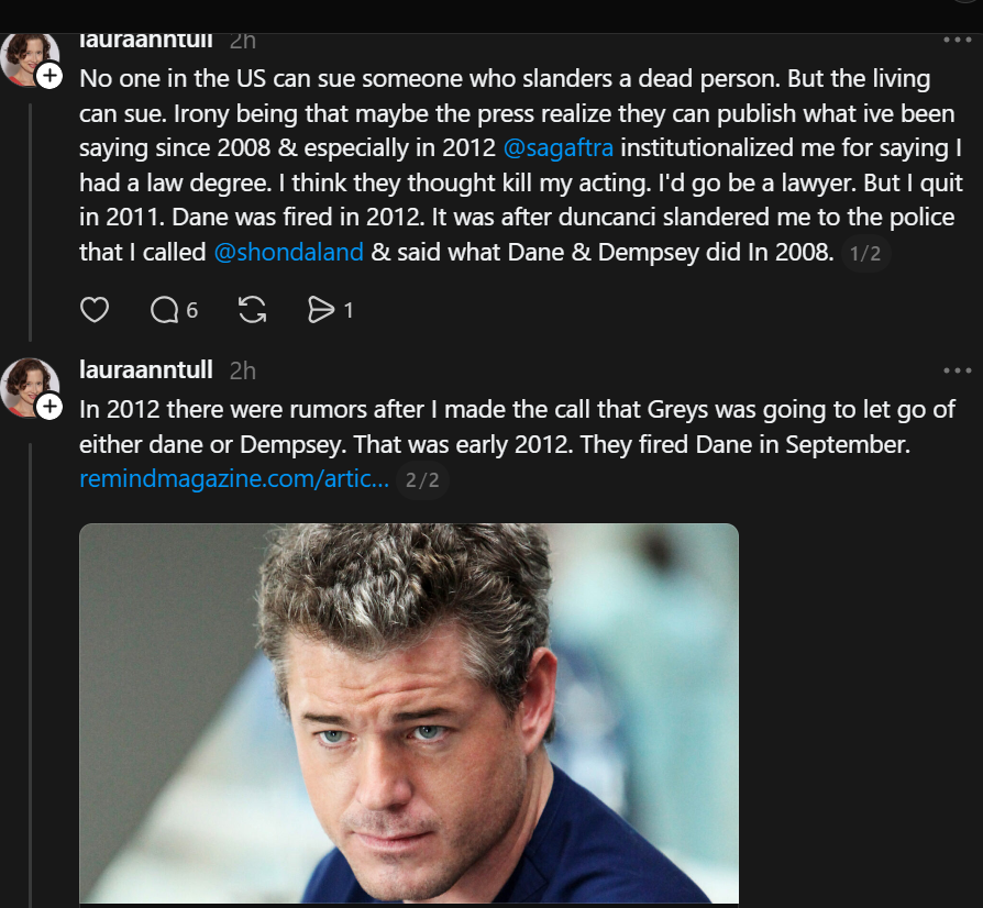 Laura Ann Tull comments on Eric Dane