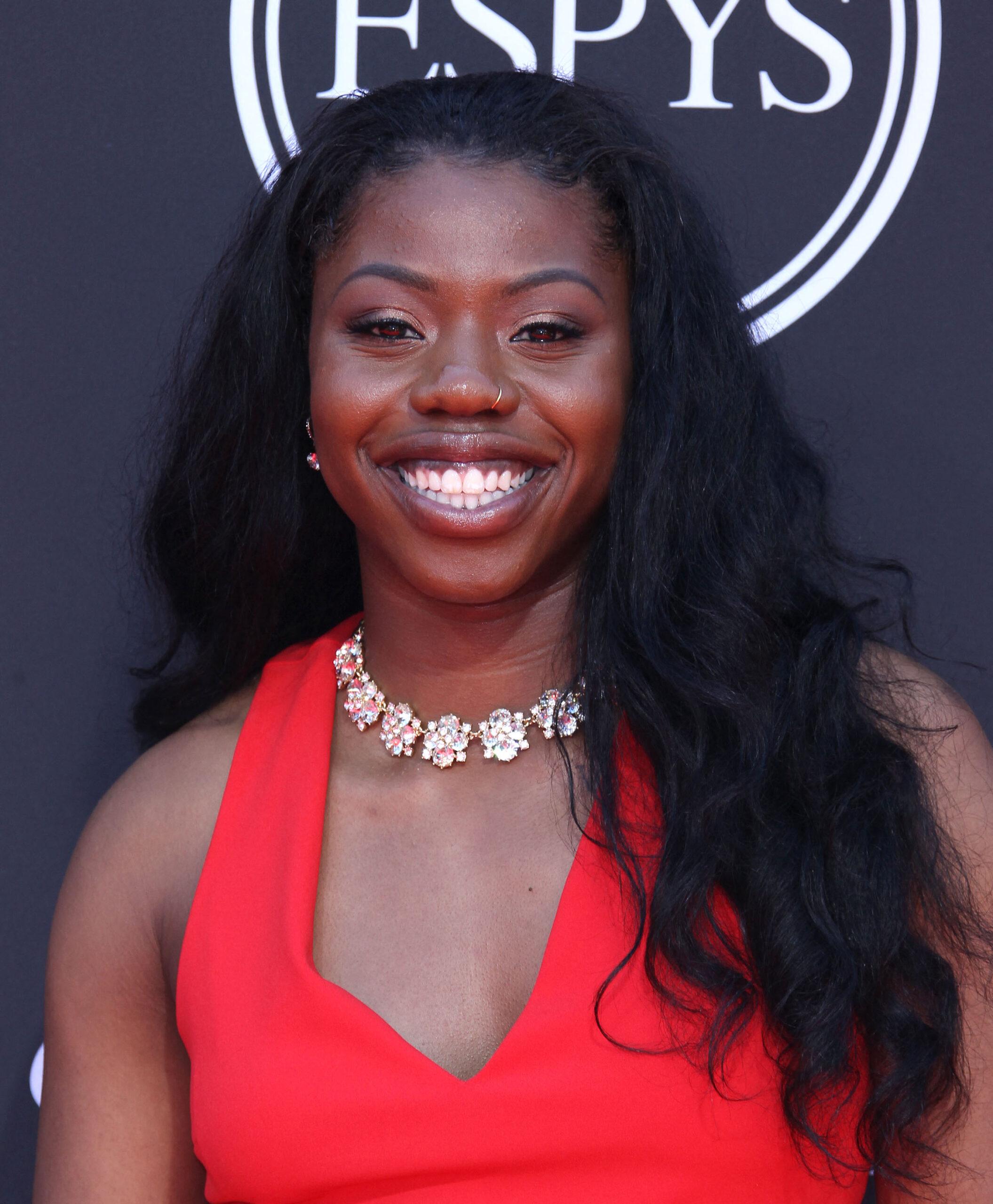 Arike Ogunbowale on the red carpet. 