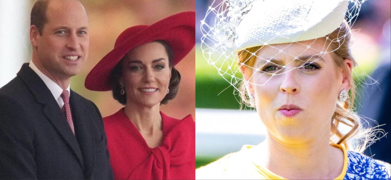 Collage of Princess Kate and Prince William with Princess Beatrice