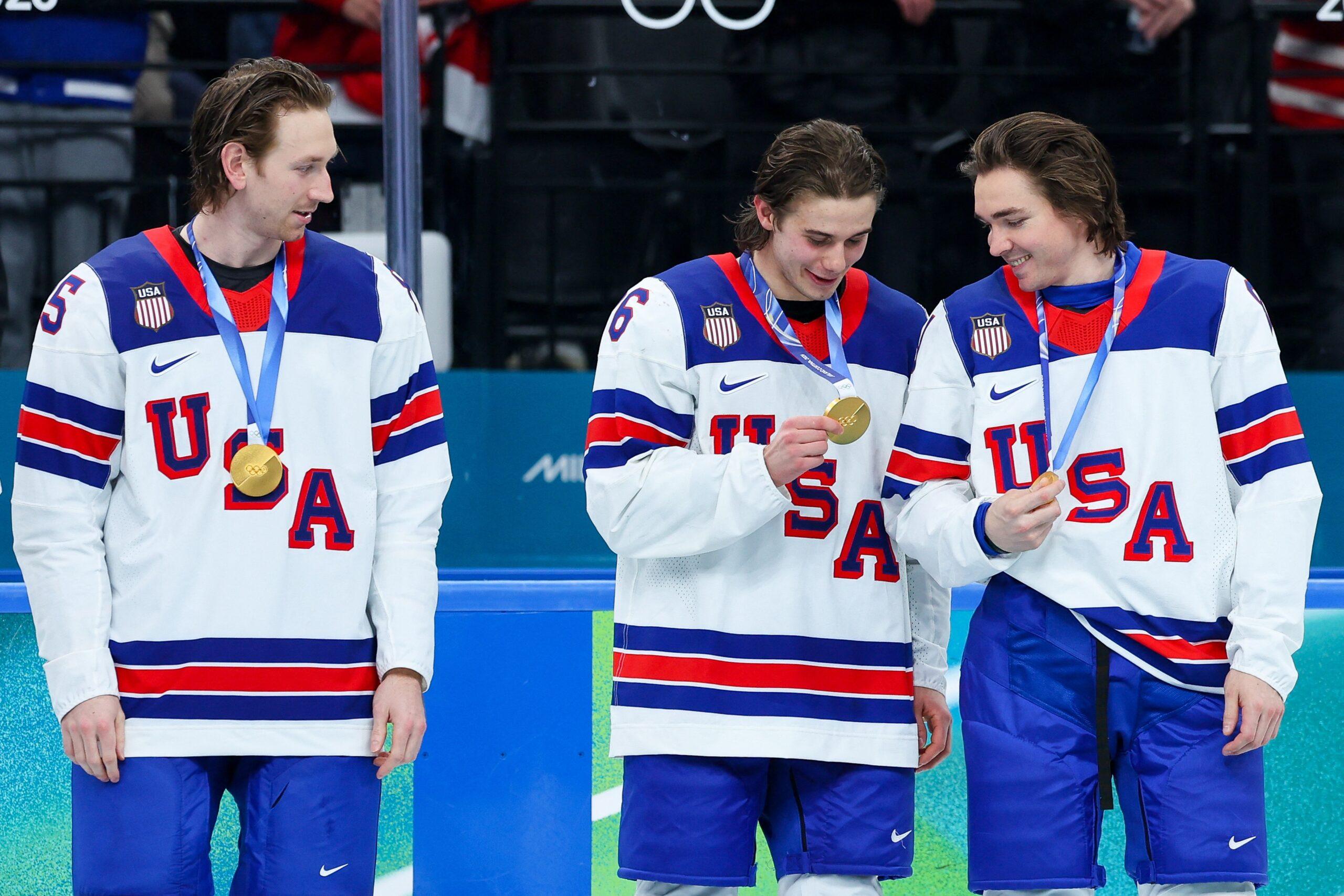 Jack Hughes and his teammates at olympics