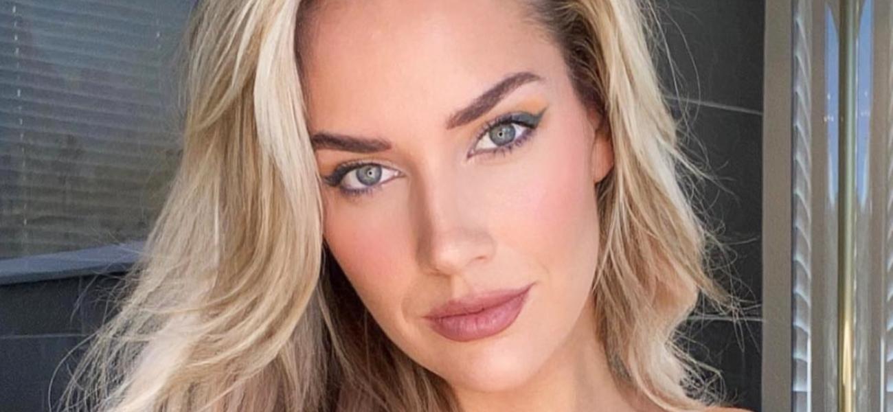 Paige Spiranac wears nothing under her open, braless top