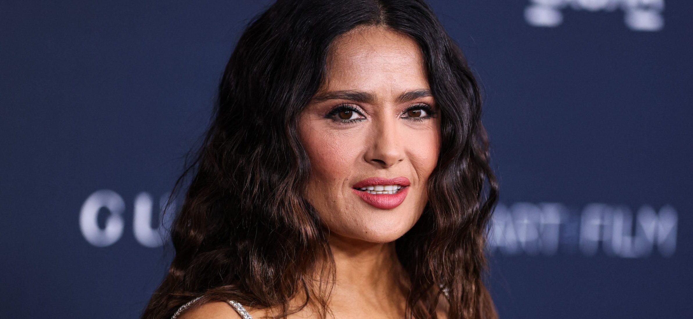 Salma Hayek In Plunging Swimsuit Enjoys The ‘Great Blessings Of Sun’