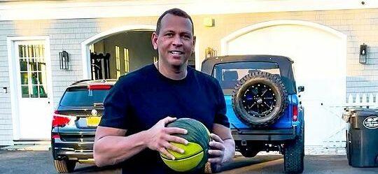 alex rodriguez with basketball