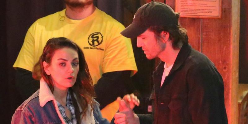 Ashton Kutcher and Mila Kunis are seen leaving the Saddle Ranch in celebration for Scooter Braun apos s wife Yael Cohen becoming a U S citizen
