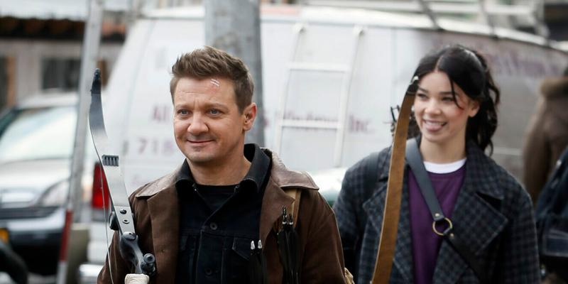 Jeremy Renner Hailee Steinfeld filming quot Marvel apos s quot Hawkeye quot