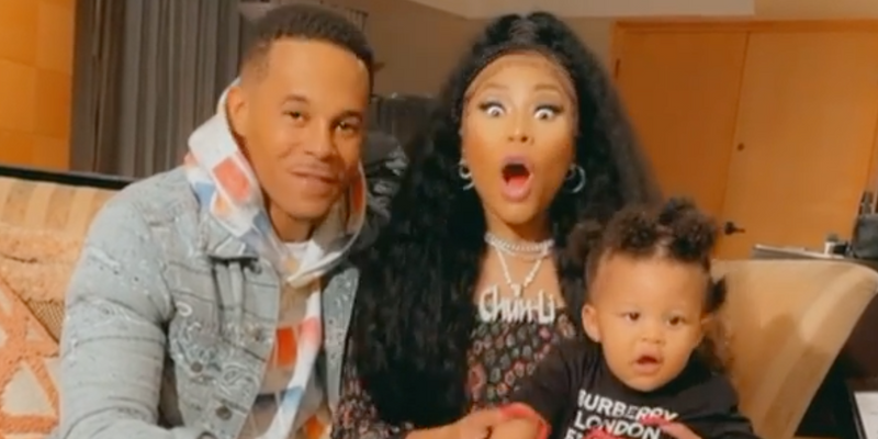Nicki Minaj with Kenneth Petty and their son