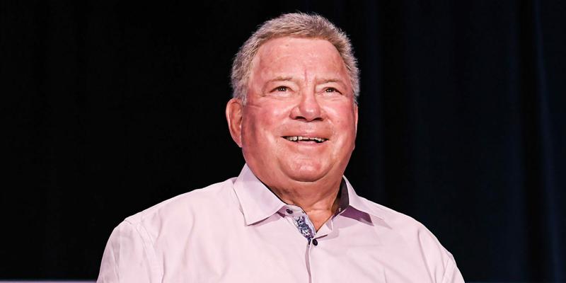 Actor William Shatner, best known for his portrayal of Captain James T. Kirk of the USS Enterprise in the Star Trek television series, movies, speaks at a Q