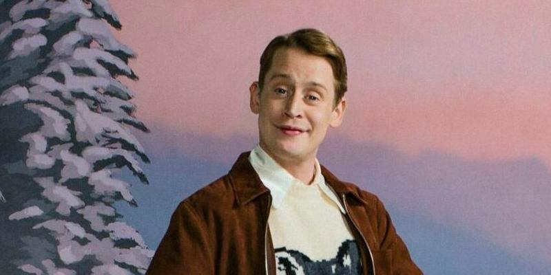 Macaulay Culkin poses with gnome in Happy Socks campaign