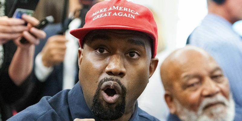 Kanye West wearing MAGA Hat