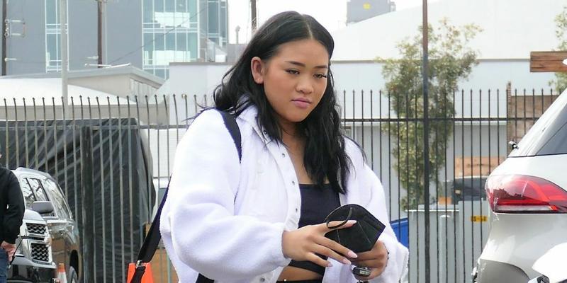 DWTS Sunisa Lee Wears White Terry Cloth Bomber Jacket To Rehearsal