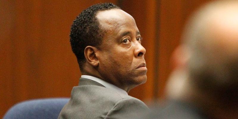 A photo of Dr. Conrad Murray during a court hearing.