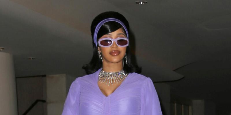Cardi B is seen dressed in lilac outfits in Paris