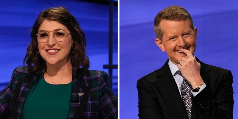 Mayim Bialik and Ken Jennings on Jeopardy!