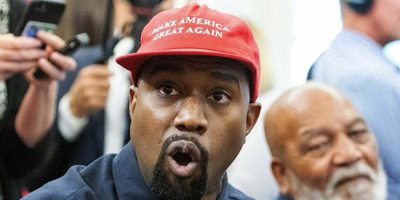 Kanye West in a MAGA hat