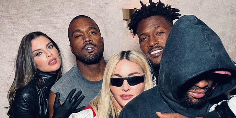 Julia Fox, Kanye West, Madonna, Antonio Brown, and Floyd Mayweather hanging out.
