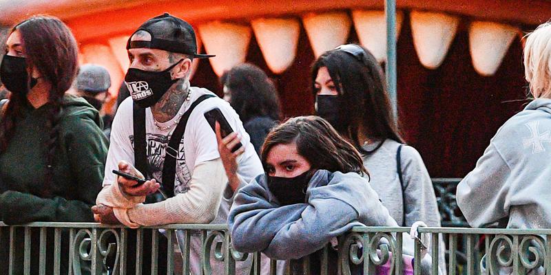 Kourtney Kardashian amp Travis Barker Enjoy A Day At Disneyland in Anaheim CA