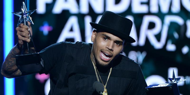 Chris Brown holding 2015 BET Awards