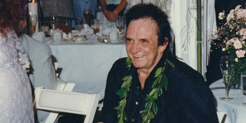 Johnny Cash at his daughters wedding in the early 1990s.