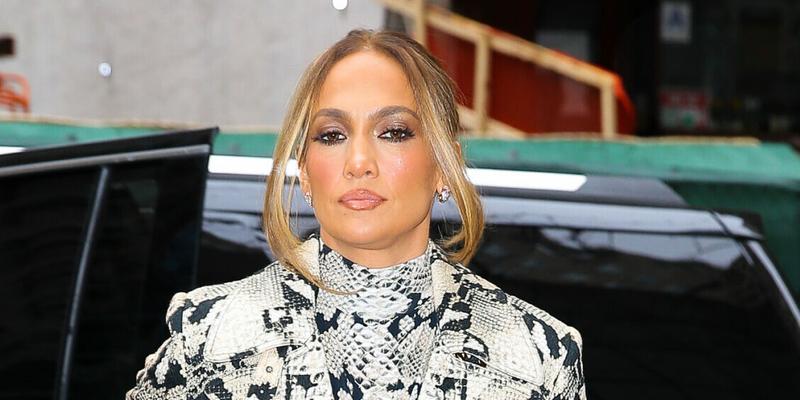 Jennifer Lopez wears a snake print ensemble