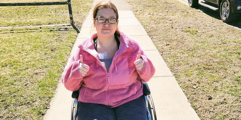 Lexi Reed in a wheelchair