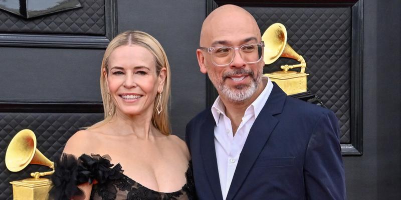 Chelsea Handler and Jo Koy arrive for the 64th annual Grammy Awards at the MGM Grand Garden Arena in Las Vegas, Nevada on Sunday, April 3, 2022.