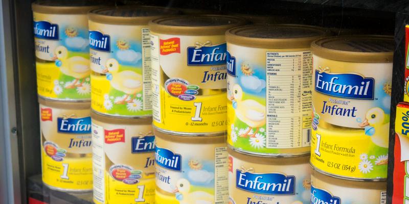 Containers of Enfamil Infant Formula are seen in the window of a grocery store in New York on Sunday, June 16, 2013. The nationwide shortage of baby formula is stressing out parents.