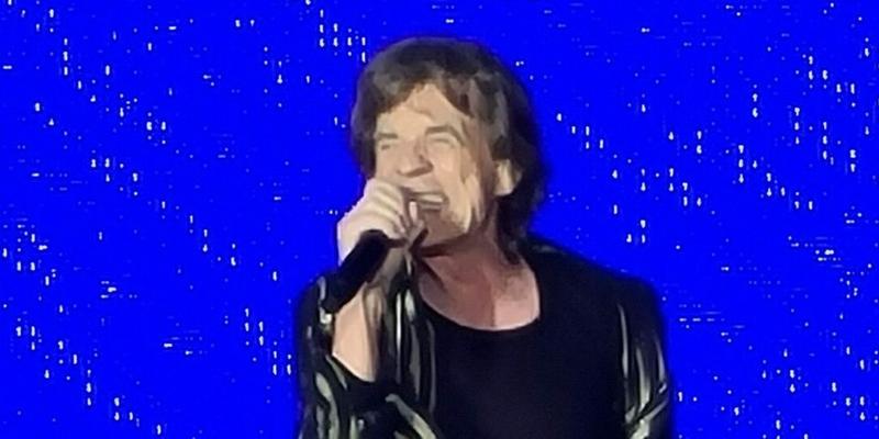 Mick Jagger struts on stage during 1st concert after retiring hit song Brown Sugar as they play Sofi stadium for very 1st ever sold out concert in the new stadium