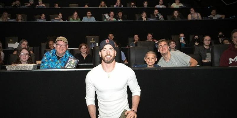 Chris Evans with fans at a screening of Lightyear