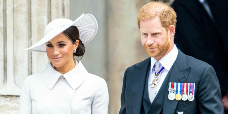 Prince Harry Duke of Sussex and Meghan Markle Duchess of Sussex attending the Service of Thanksgiving for the Queen, marking the monarch's 70 year Platinum Jubilee, at St Paul’s Cathedral in London. 03 Jun 2022