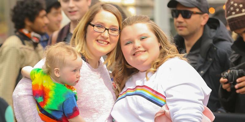 Honey Boo Boo sister Pumpkin and daughter seen leaving the Aol Build studios in NYC