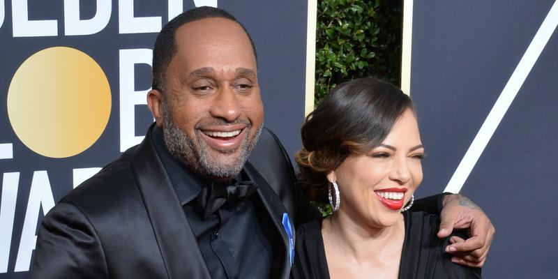 Kenya Barris and Rainbow Edwards-Barris at the 75th annual Golden Globe Awards in Beverly Hills