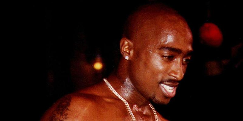 Rapper Tupac Shakur performing