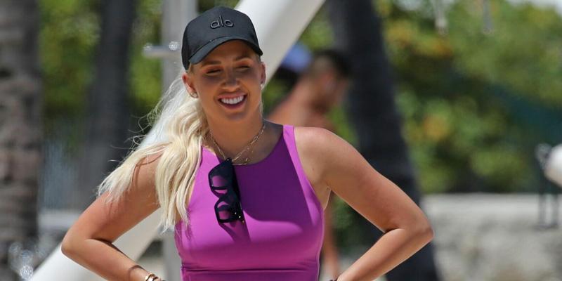 Savannah Chrisley is seen working out on the beach in Miami