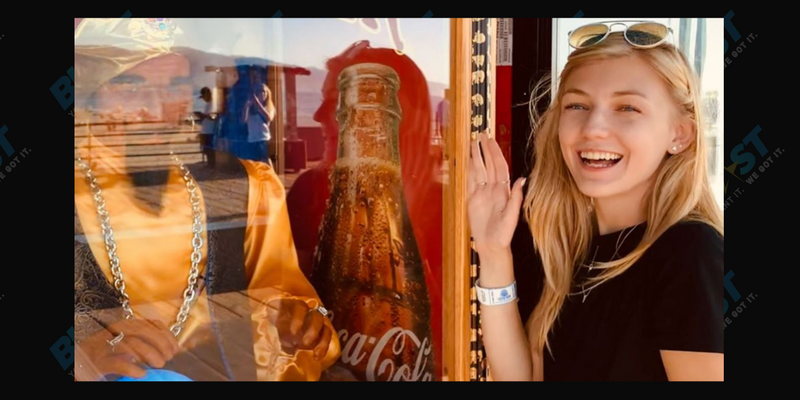 Gabby Petito in front of Zoltar machine