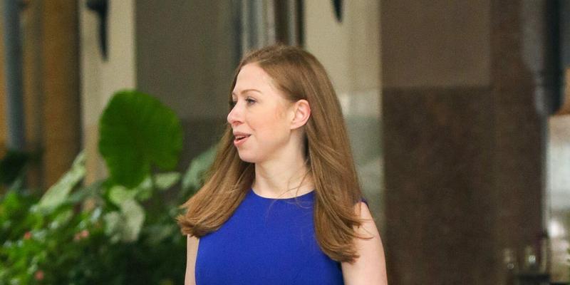 Chelsea Clinton seen leaving her apartment building in NYC