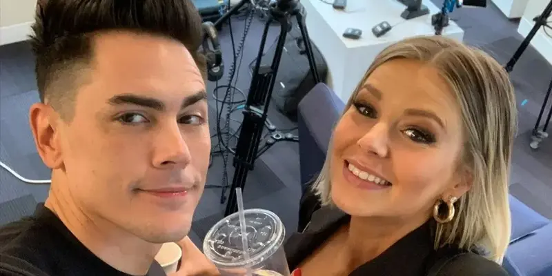 Ariana Madix and Tom Sandoval taking a selfie while filming