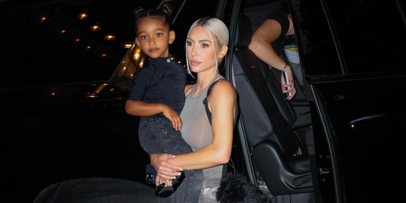 Kim Kardashian Chicago West North West arrive back at their hotel in New York