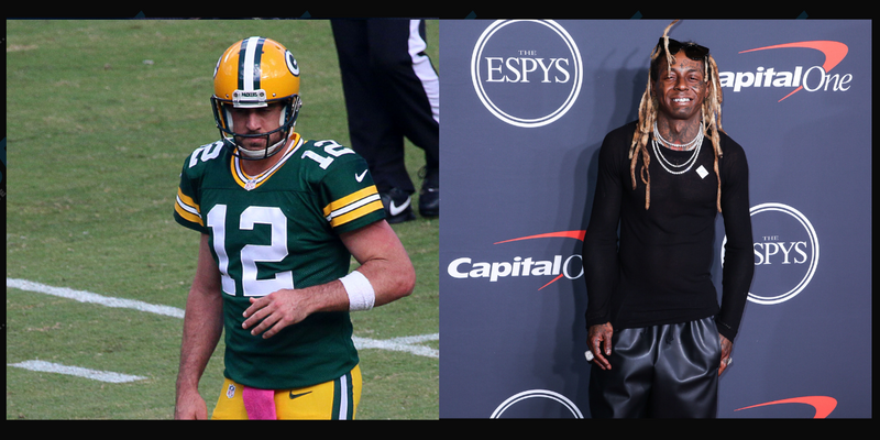 Aaron Rodgers (left) Lil Wayne (right)