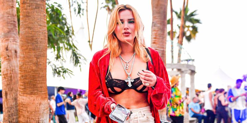Bella Thorne Looks Sexy In Red While Enjoying Herself At Coachella in Indio CA