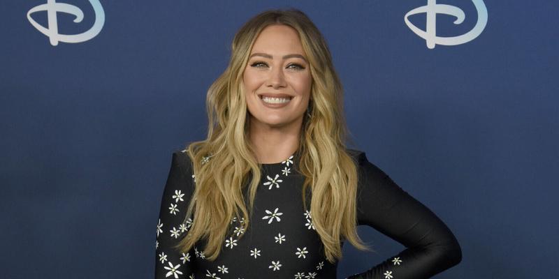 Hilary Duff DISNEY 2022 Upfront Red Carpet, held at Basketball City at Pier 36 in New York