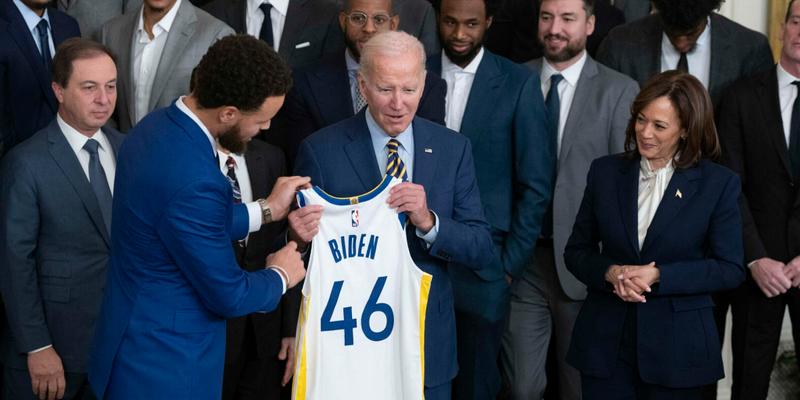 President Joe Biden welcomes the Golden State Warriors to the White House