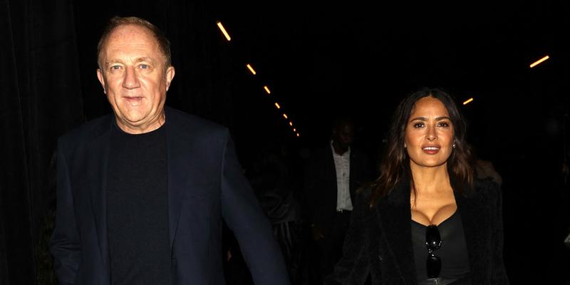 Salma Hayek and her fashion boss husband Francois-Henri Pinault seen leaving the Balenciaga Show in Paris