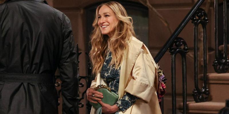 John Corbett and Sarah Jessica Parker are seen on the film set of the apos And Just Like That apos